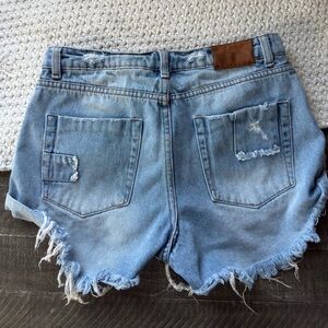 Billabong Light Blue Distressed Denim Shorts